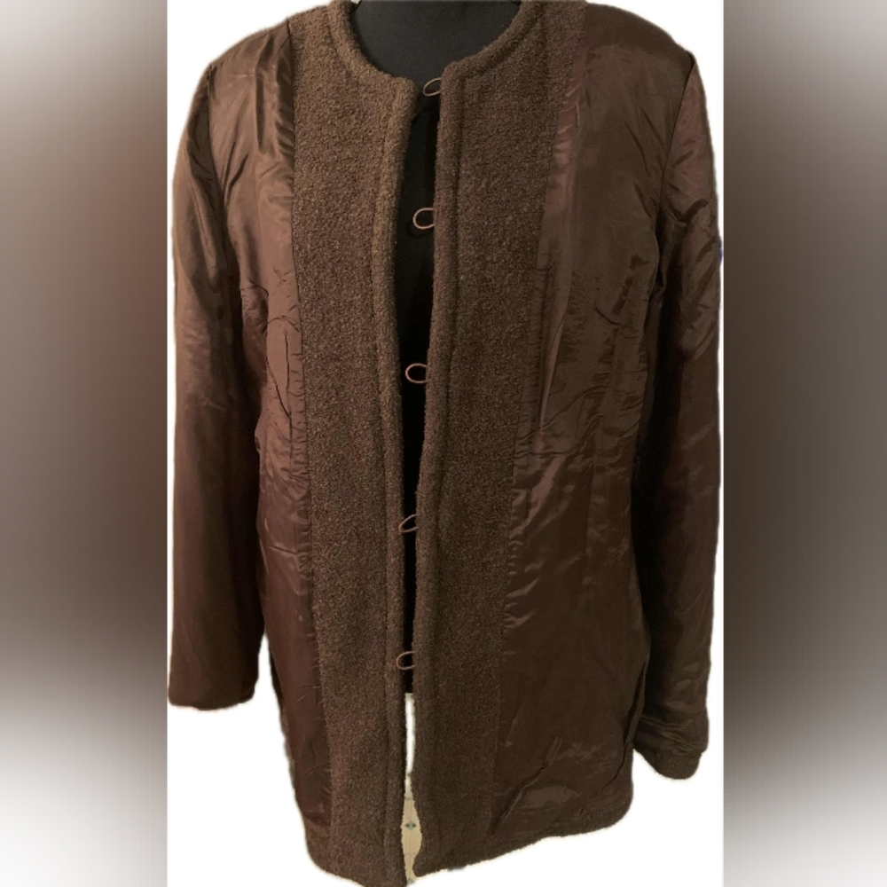 Vintage Boho Linea By Louis Dell'Olio Brown Floral Sweater Coat Size L - Picture 4 of 14